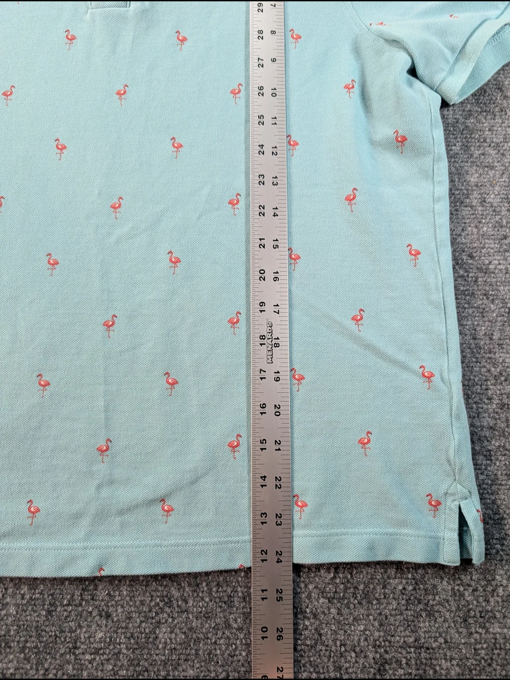 Men's Mint Polo Shirt with Subtle Flamingo Embroidery